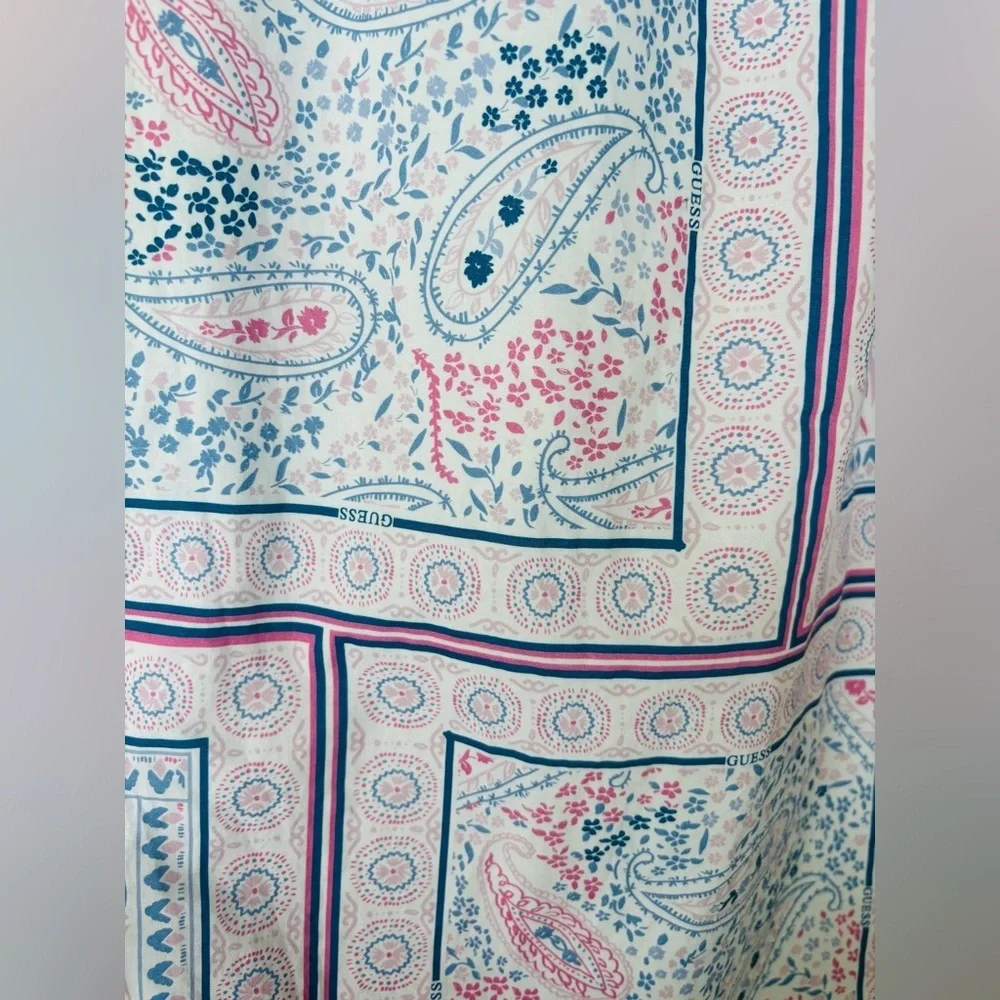 Guess Pink & Blue Poplin Paisley Patterned Sleeveless Sundress Size 10